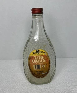 Vintage LOG Cabin SYRUP Glass BOTTLE Empty 24 Ounce BOTTLE Metal Top - Picture 1 of 8