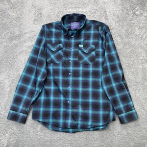 Dixxon Hemd Herren Large blau kariert Borealis Flannel Company Western Pearl Snap - Bild 1 von 11