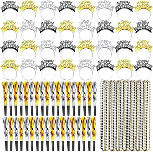 108 Teile 2025 Silvester Party Zubehör für 36 inklusive Happy New Year Headban - Bild 1 von 6