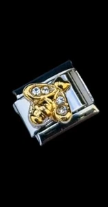 New Nomination Style Silver Charm Gold Crystal Bee fits 9mm modular bracelets - Picture 1 of 1