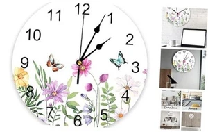 Wildflower Butterfly PVC Wall Clock Silent Non-Ticking Battery Operated - Picture 1 of 7