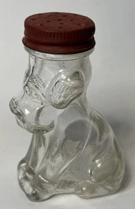 Vtg Cohodas Vineyard Sweet Wine Dog Clear Glass Shaker w/Red Top Geneva Ohio - Picture 1 of 7