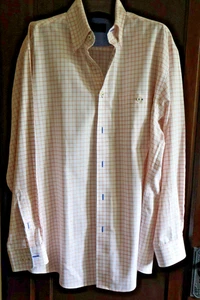 Orvis Mens Large Orange Blue Check White Orvis Signature Collection 100% Cotton - Picture 1 of 7