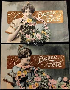 Nr. 815/23 2 alte Postkarten "Frohe Festtage" ungeschrieben - Bild 1 von 2