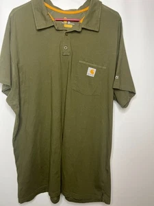 Camisa Polo Carhartt Calce Relajado 3XL Verde Manga Corta Bolsillo Ropa de Trabajo Logo de EE. UU. - Imagen 1 de 4