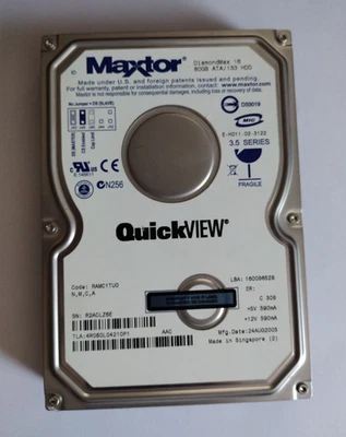 Maxtor Diamond Max  16 80GB 3.5" 5400RPM IDE HDD *Tested / Formatted / Working* - Image 1 of 3