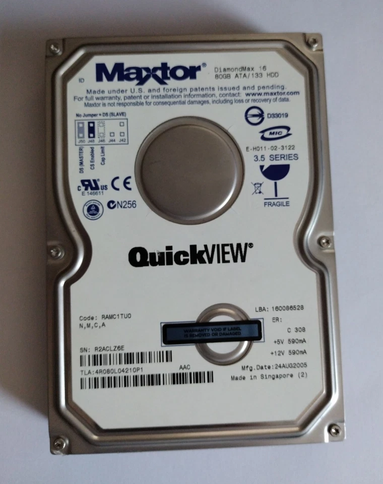 Maxtor Diamond Max  16 80GB 3.5" 5400RPM IDE HDD *Tested / Formatted / Working* - Image 1 of 3