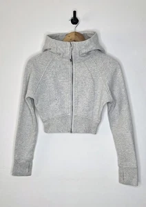 Lululemon Scuba Hoodie Women's Full Zip Cropped Fitted Light Gray Size 0 - Picture 1 of 9