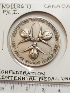 1967 Confederation Centennial PEI Lady Slipper Flower medal Uncirculated - Bild 1 von 3