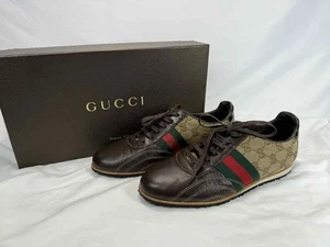 Gucci Ace GG Monogram Brown Leather Shoes Trainers Sneakers US 8 SPB-TS 357026 - Picture 1 of 15