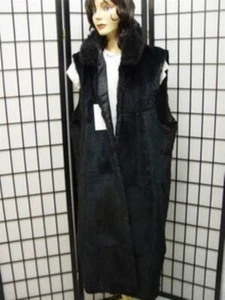 COMO NUEVO NEGRO CIZALLADO CONEJO CON PIEL DE ZARIGÜEYA CHAQUETA LARGA MUJER TALLA 14 XL - Imagen 1 de 1