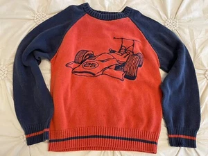 Gymboree Sweater Red Blue Boys 7 8 M Racecar Car Colorblock Flaw Embroidered - Picture 1 of 5