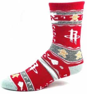 Houston Rockets Ugly Christmas Holiday Gingerbread Deuce Crew Socks - Picture 1 of 2