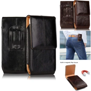Vertical Leather Magnetic Flip Wallet Case Cover For iPhone 11 Pro Xs Samsung - Picture 1 of 14
