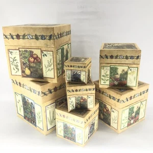 Bob's Boxes SEASONAL HERBS set of 7 Nesting Stackable Set 9x9x9" and down - Picture 1 of 12