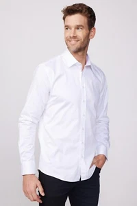 Camisa de vestir premium para hombre ajustada ligera de algodón satinado - Formal informal - Imagen 1 de 6