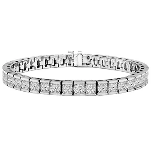 Brazalete de diamantes Princesa VS2 F 6,08 QUILATES oro blanco de 14 quilates - Imagen 1 de 2