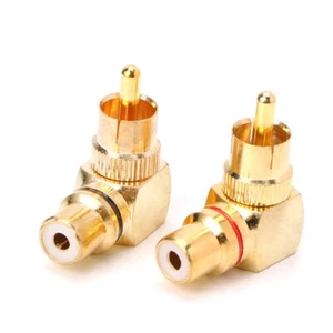 2 Stück Messing Rechter Winkel 90 Grad Cinch Stecker auf Buchse Adapter Anschlussstecker - Bild 1 von 4