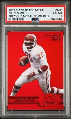 2012 FLEER RETRO METAL M11 BILLY SIMS PRECIOUS METAL GEMS RED PSA 6 /100 - Image 1 of 2