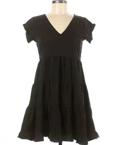 Women's Ruffle Dress, Short Sleeve, Flowy Tiered In Black New With Tag - Picture 1 of 18