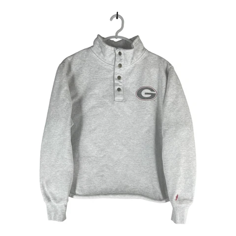 Georgia University Sweatshirt Men's Large Off White Snap League Bulldogs Cover