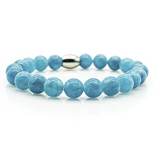 Jade Armband Bracelet Perlenarmband Amazonite Perlen 8mm Damen Herren Edelstahl - Bild 1 von 2