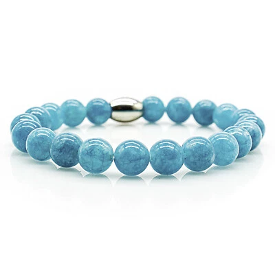 Jade Armband Bracelet Perlenarmband Amazonite Perlen 8mm Damen Herren Edelstahl - Bild 1 von 2