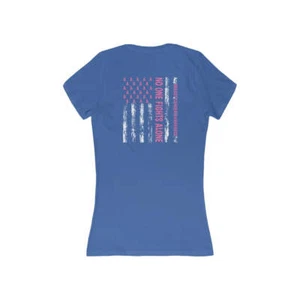 No One Fights Alone | Breast Cancer Awareness | Ladies Tee - Picture 1 of 10