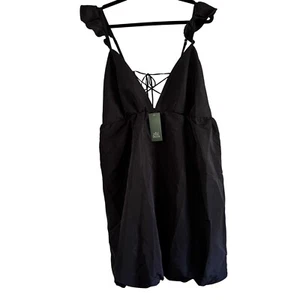 Wild Fable Black Mini Dress Ruffle Strap Lace Up Back Plus Size XXL - Picture 1 of 7