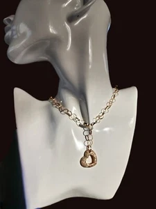 14K RG 1 ct Pave Diamond Heart Necklace with 19 " Adjustable Length ShopNBC - Picture 1 of 18