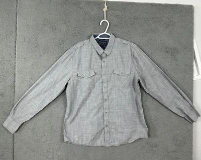 American Rag shirt adult XL gray white button up long sleeve pockets 100% cotton - Image 1 of 4