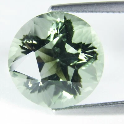 Hermosa piedra preciosa redonda de amatista verde (prasiolita) de 10,26 quilates natural cortada en 3D - VDO Foto 1 de 4