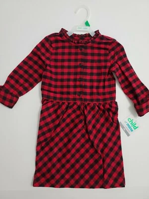 Carter's Child Of Mine 红色和黑色格子连衣裙女孩尺寸 5T 全新带标签 — 第 1/4 张图片