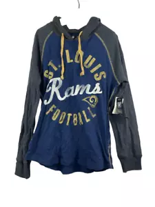 G-III Women's St. Louis Rams Raglan Hoodie Long Sleeve T-shirt, Navy/Gray- Large - Picture 1 of 11