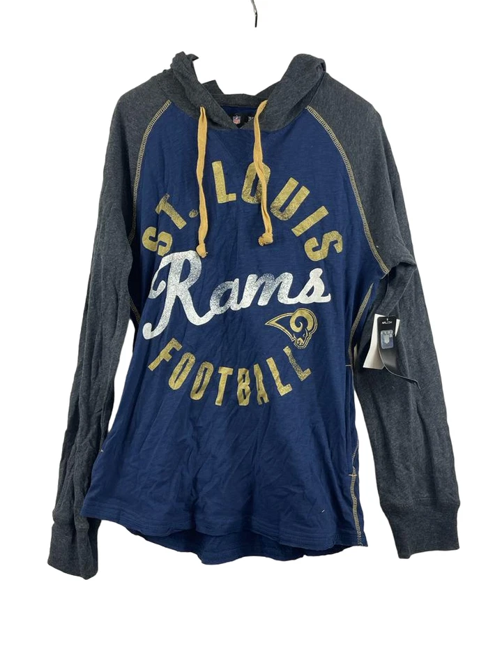 G-III Women's St. Louis Rams Raglan Hoodie Long Sleeve T-shirt, Navy/Gray- Large - Image 1 of 4