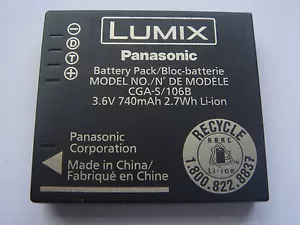 Original Panasonic Lumix CGA-S/106b Battery, DMC-FS10 FP8 TS1 FX700 FX7 - Picture 1 of 1