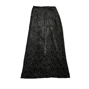 Vintage Harolds Skirt Womens 6 Black Velvet Burnout Maxi Slit Goth Witchy - Picture 1 of 11