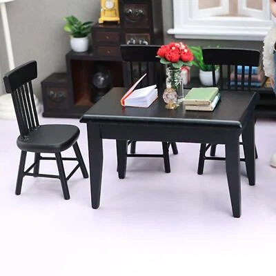 1/12 casa delle bambole in miniatura sedie da tavolo casa delle bambole - Immagine 1 di 4