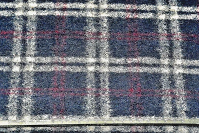 AZUL MARINO Y AHUMADO BLANCO-BORGOÑA CUADROS MEZCLA LANA HERVIDA TEJIDO HECHO EN ITALIA C167 Foto 1 de 4