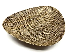 De colección TIKI BAR Tejido RAFIA Fibra de Vidrio SERVIR Fruta Cuenco Baratija MCM Abstracto - Imagen 1 de 7