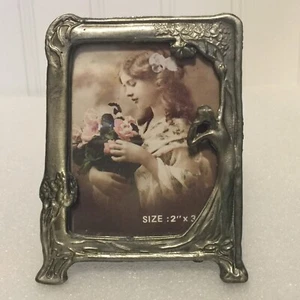 Miniatur Jugendstil Bilderrahmen Dame und Blumen - Bild 1 von 7