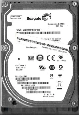 Seagate ST9320325AS 320GB Sata Hard Drive P/N: 9HH13E-188 F/W:0001SDM1 5VD  WU - Image 1 of 2