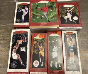 NBA - MLB - Vintage Ornament Lot 7 - Aaron- Ryan - Shaq- Bird - Johnson - New  - Picture 1 of 17