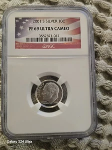 2001-S 10c Silver Roosevelt Dime - NGC PF 69 Ultra Cameo - Picture 1 of 5