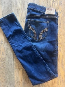 Pantalones de mezclilla ajustados Hollister tiro bajo para mujer talla 28x33 lavado oscuro - Imagen 1 de 7