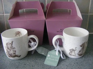 2 ROYAL WORCESTER WRENDALE DESIGNS BY HANNAH DALE ELEFANT VORBILD TASSEN NEU - Bild 1 von 4