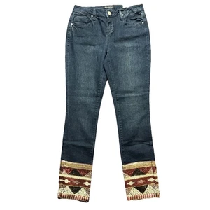 NWT Versona Cropped Dark Wash Sequin Straight Jeans Womens Size 25 Waist - Picture 1 of 12