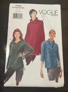 Vogue 7155 Vtg 90s Misses Loose Fitting Pullover Top Sewing Pattern XS-M Uncut - Picture 1 of 5