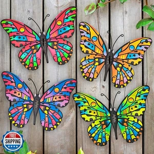 Daogtc 4er Pack Outdoor Schmetterling Wanddekoration - 9,6 Zoll Metall aber - Bild 1 von 5