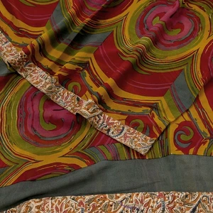 Indian Vintage Sari Multi Pure Georgette Silk Printed Sarees Craft Fabric Sewing - Picture 1 of 22